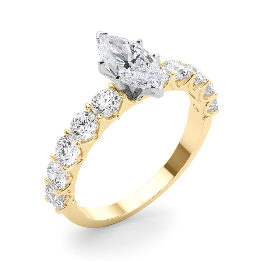Vintage-Inspired 10 Stone Remount Round Diamond Engagement Ring — 9K/18K Gold & Platinum