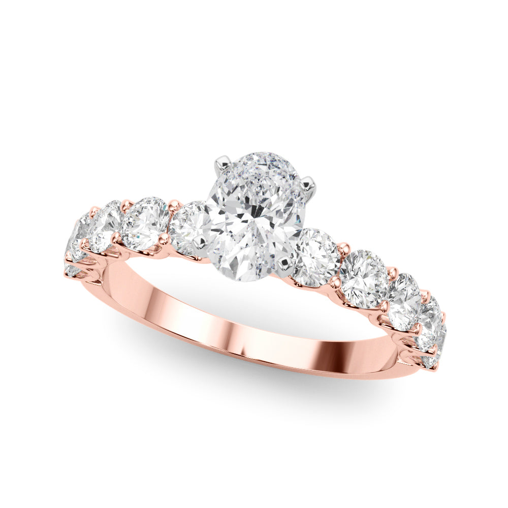 Vintage-Inspired 10 Stone Remount Round Diamond Engagement Ring — 9K/18K Gold & Platinum