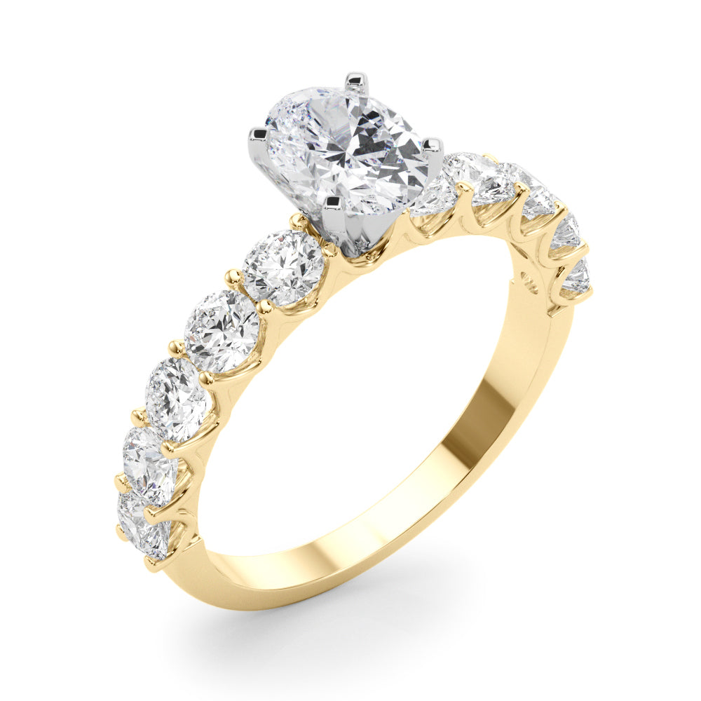 Vintage-Inspired 10 Stone Remount Round Diamond Engagement Ring — 9K/18K Gold & Platinum