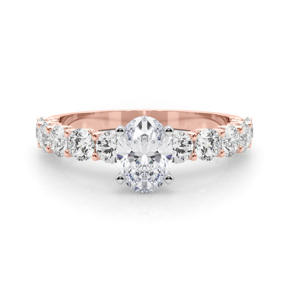 Vintage-Inspired 10 Stone Remount Round Diamond Engagement Ring — 9K/18K Gold & Platinum