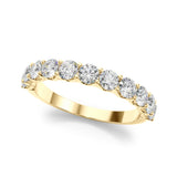 11-Stone Shared Prong Half Eternity Ring in Gold & Platinum