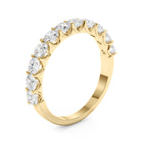 11-Stone Shared Prong Half Eternity Ring in Gold & Platinum