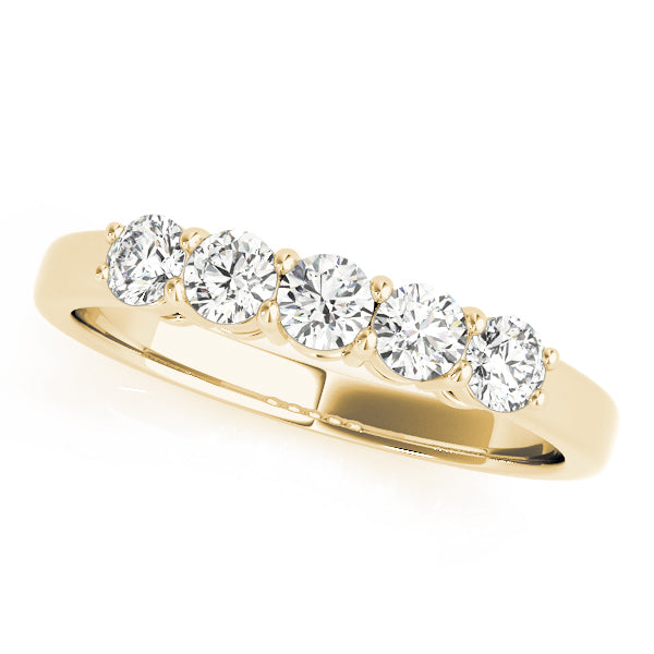 5-Stone Shared-Prong Half Eternity Ring in Gold & Platinum