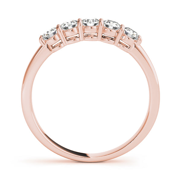 5-Stone Shared-Prong Half Eternity Ring in Gold & Platinum