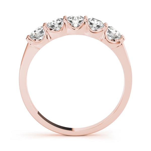 5-Stone Shared Prong Diamond Half Eternity Ring in Gold & Platinum