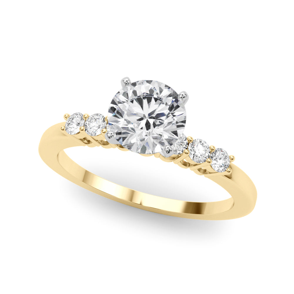 Elegant 6 Stone Remount Round Diamond Engagement Ring — 9K/18K Gold & Platinum
