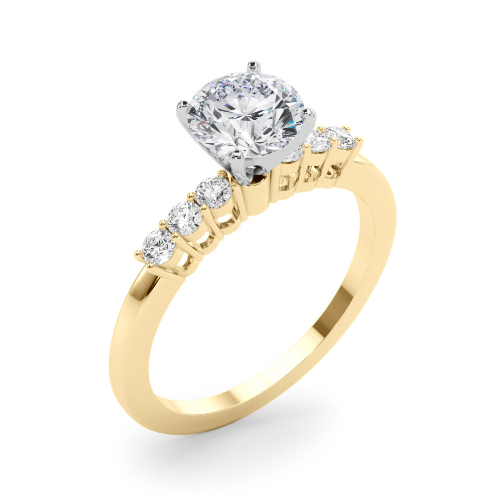 Elegant 6 Stone Remount Round Diamond Engagement Ring — 9K/18K Gold & Platinum