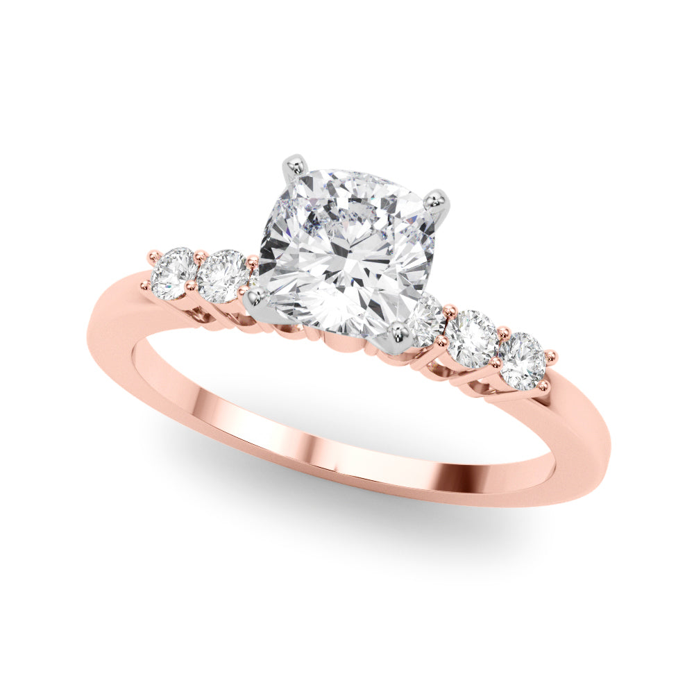Elegant 6 Stone Remount Round Diamond Engagement Ring — 9K/18K Gold & Platinum