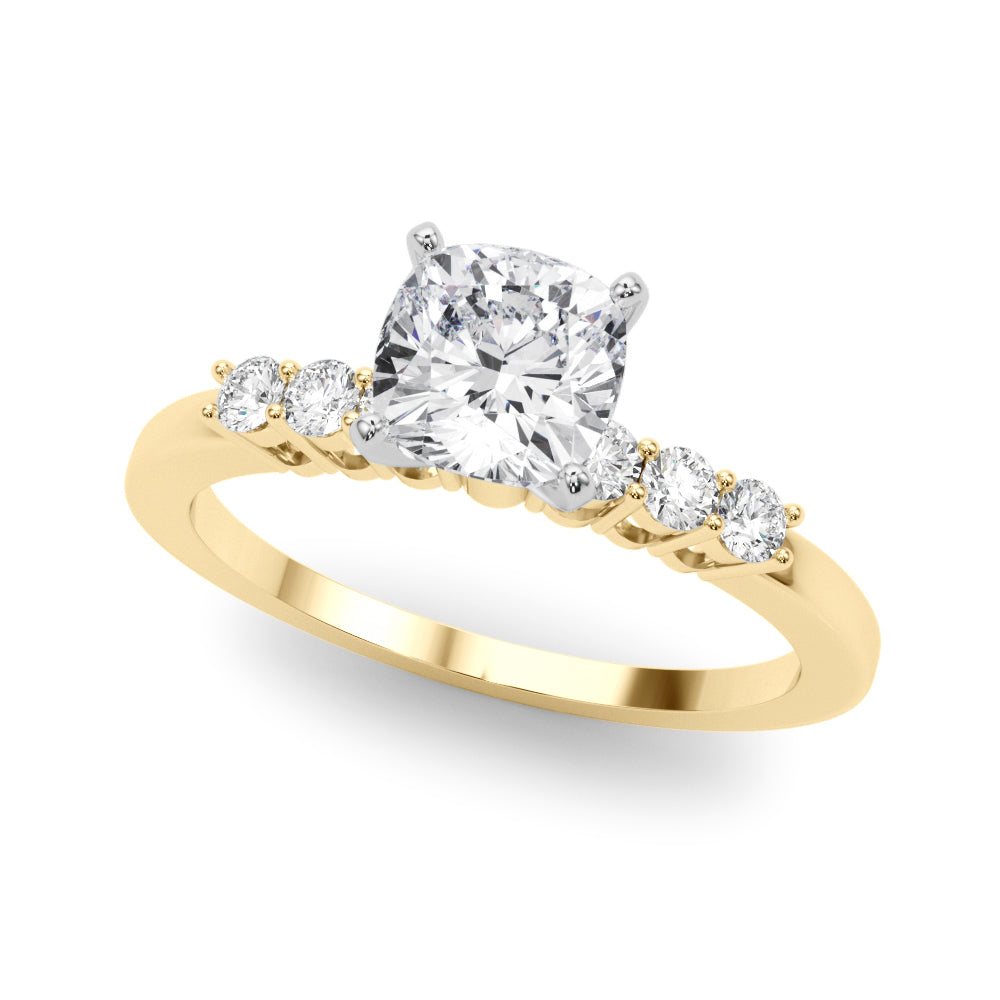 Elegant 6 Stone Remount Round Diamond Engagement Ring — 9K/18K Gold & Platinum