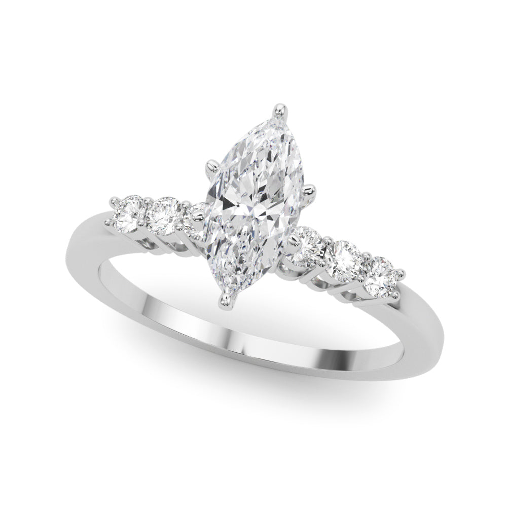 Elegant 6 Stone Remount Round Diamond Engagement Ring — 9K/18K Gold & Platinum