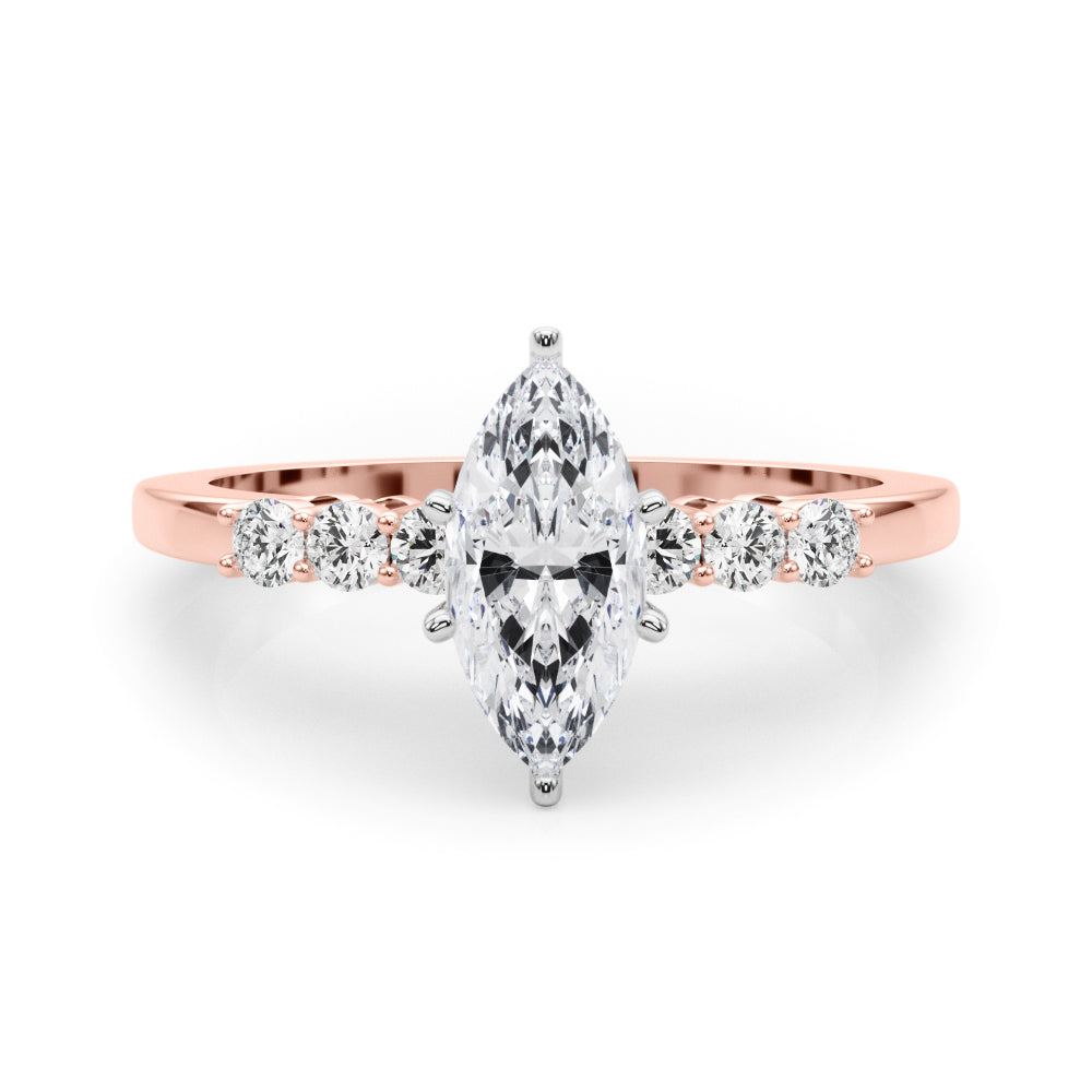 Elegant 6 Stone Remount Round Diamond Engagement Ring — 9K/18K Gold & Platinum