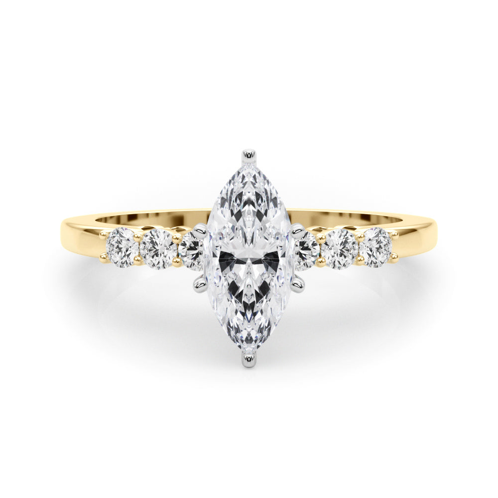 Elegant 6 Stone Remount Round Diamond Engagement Ring — 9K/18K Gold & Platinum