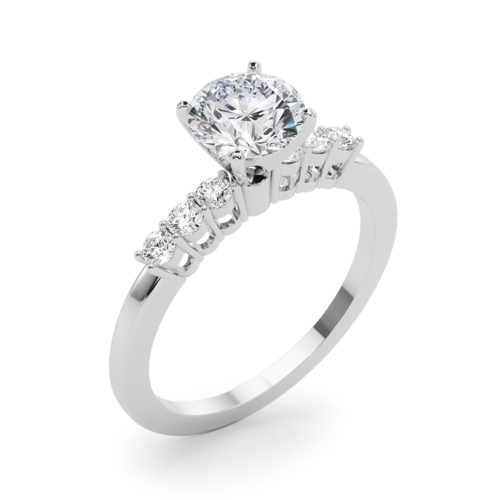 Elegant 6 Stone Remount Round Diamond Engagement Ring — 9K/18K Gold & Platinum