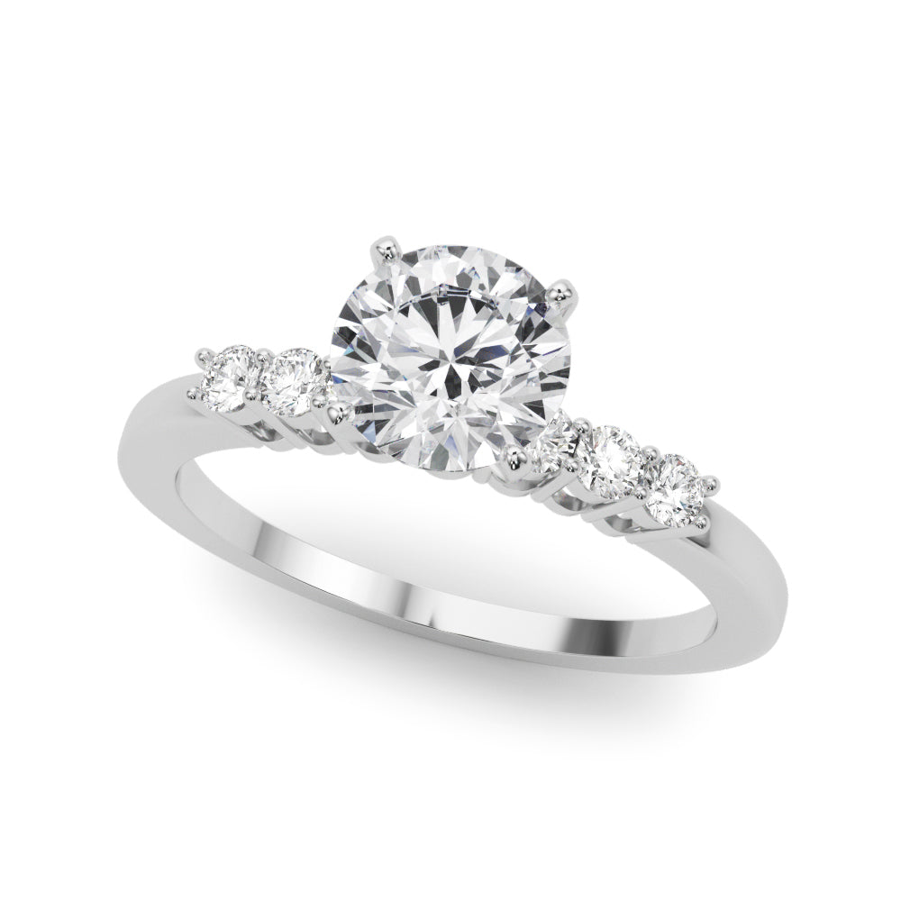 Elegant 6 Stone Remount Round Diamond Engagement Ring — 9K/18K Gold & Platinum