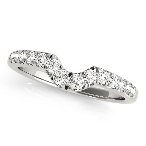 Single Row French-Cut Curved Half Eternity Ring in Gold & Platinum