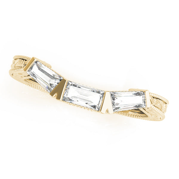 Fancy Baguette Filigree Half Eternity Ring in Gold & Platinum