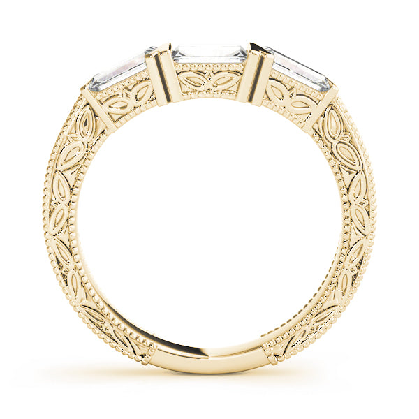 Fancy Baguette Filigree Half Eternity Ring in Gold & Platinum