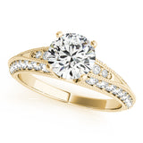 Sophisticated Multi-Row Round Diamond Engagement Ring — 9K/18K Gold & Platinum