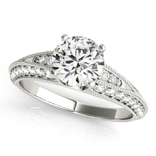 Sophisticated Multi-Row Round Diamond Engagement Ring — 9K/18K Gold & Platinum