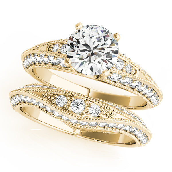 Sophisticated Multi-Row Round Diamond Engagement Ring — 9K/18K Gold & Platinum