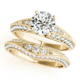 Sophisticated Multi-Row Round Diamond Engagement Ring — 9K/18K Gold & Platinum