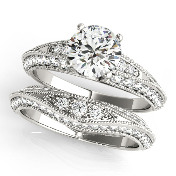 Sophisticated Multi-Row Round Diamond Engagement Ring — 9K/18K Gold & Platinum