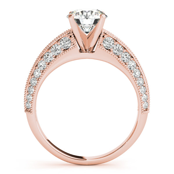 Sophisticated Multi-Row Round Diamond Engagement Ring — 9K/18K Gold & Platinum