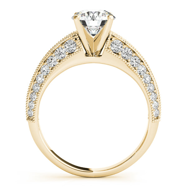 Sophisticated Multi-Row Round Diamond Engagement Ring — 9K/18K Gold & Platinum