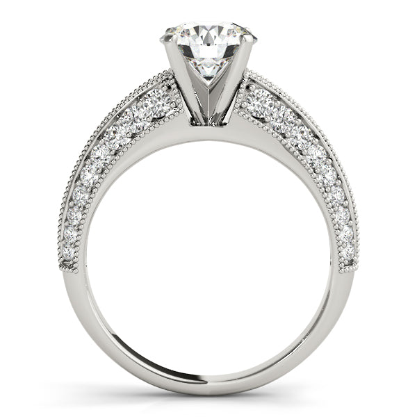 Sophisticated Multi-Row Round Diamond Engagement Ring — 9K/18K Gold & Platinum