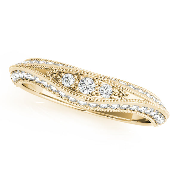 Vintage-Inspired Curved Half Eternity Ring in Gold & Platinum