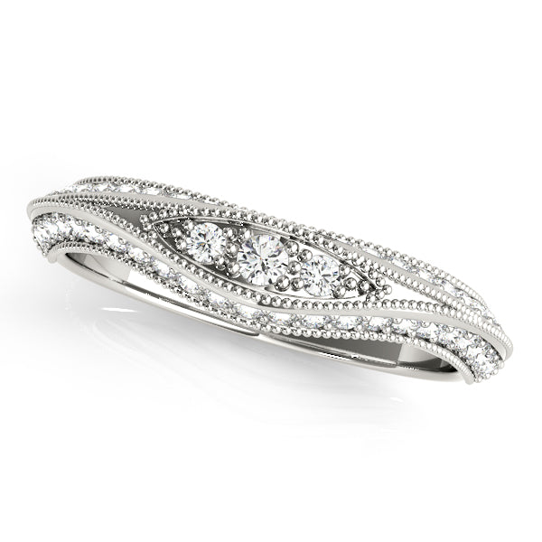 Vintage-Inspired Curved Half Eternity Ring in Gold & Platinum