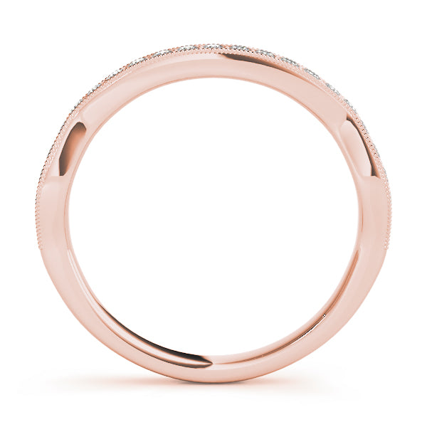 Curved Milgrain Half Eternity Ring in Gold & Platinum