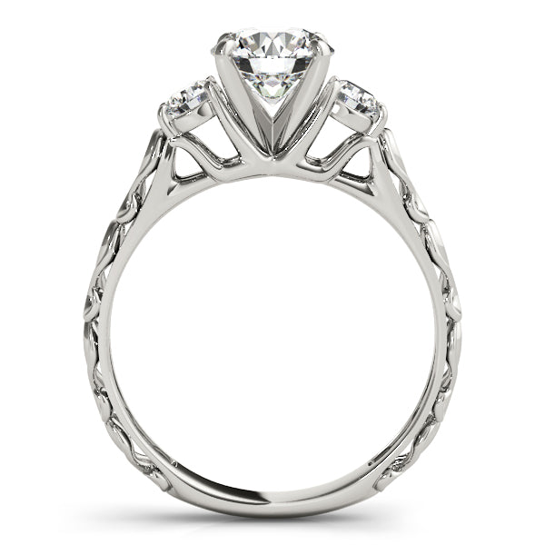 Silver ring with a diamond on a white background