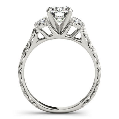 Silver ring with a diamond on a white background
