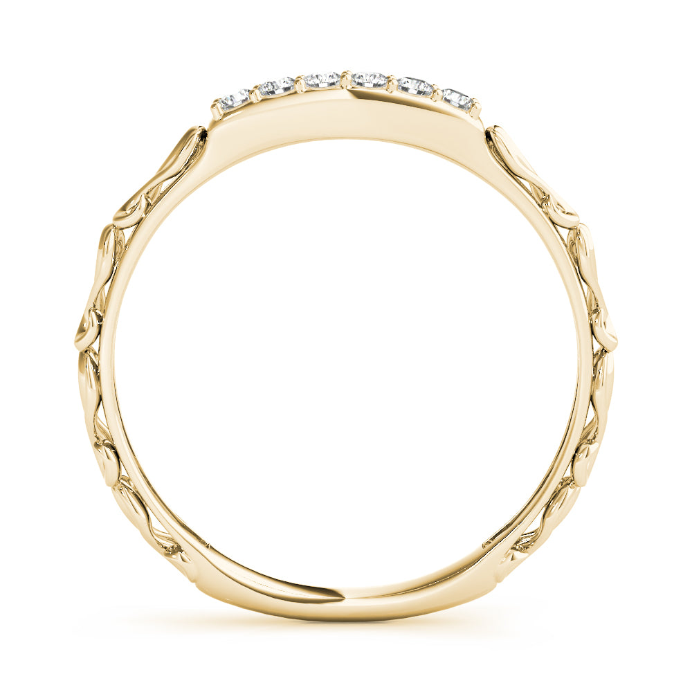 Vintage-Inspired Shared Prong Wedding Half Eternity Ring in Gold & Platinum