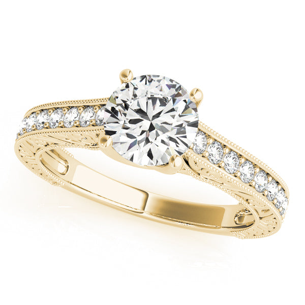 Majestic Trellis Round Diamond Engagement Ring — 9K/18K Gold & Platinum
