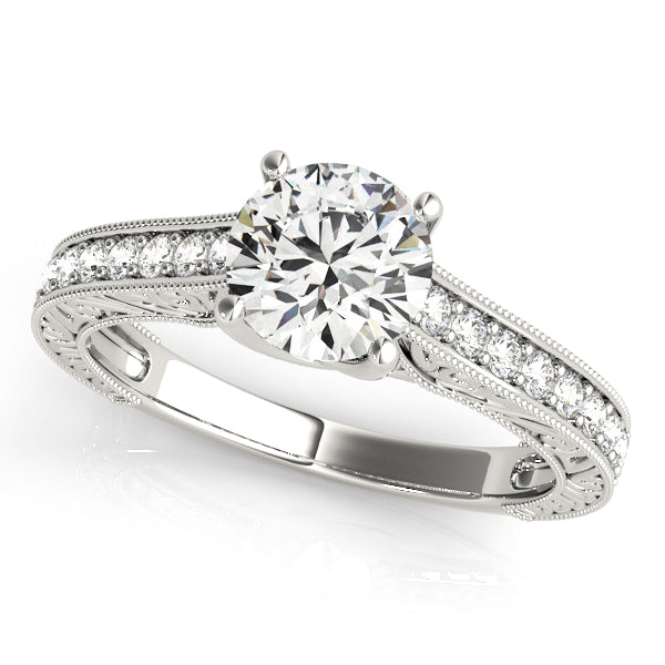 Majestic Trellis Round Diamond Engagement Ring — 9K/18K Gold & Platinum