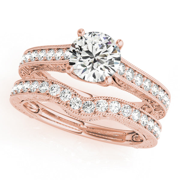 Majestic Trellis Round Diamond Engagement Ring — 9K/18K Gold & Platinum