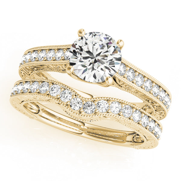Majestic Trellis Round Diamond Engagement Ring — 9K/18K Gold & Platinum