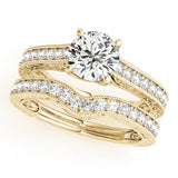 Majestic Trellis Round Diamond Engagement Ring — 9K/18K Gold & Platinum