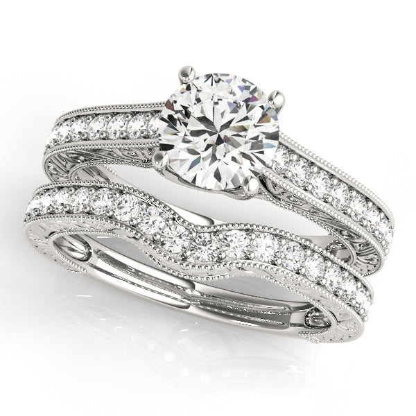 Majestic Trellis Round Diamond Engagement Ring — 9K/18K Gold & Platinum