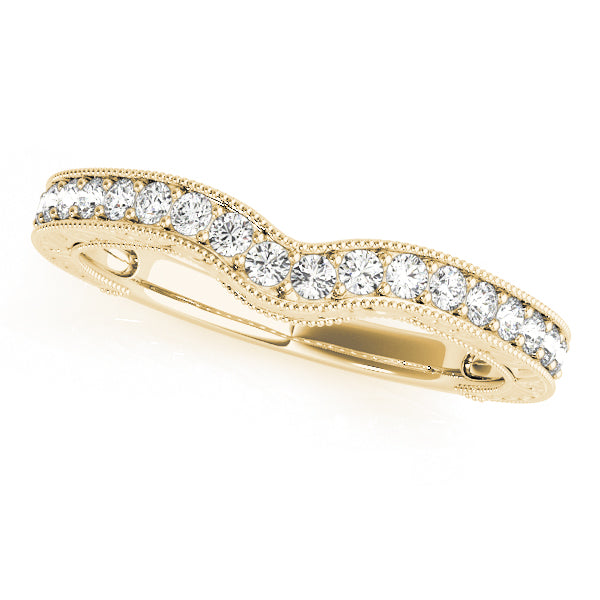 Milgrained Curved Half Eternity Ring in Gold & Platinum