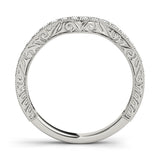Milgrained Curved Half Eternity Ring in Gold & Platinum