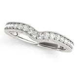 Milgrained Curved Half Eternity Ring in Gold & Platinum