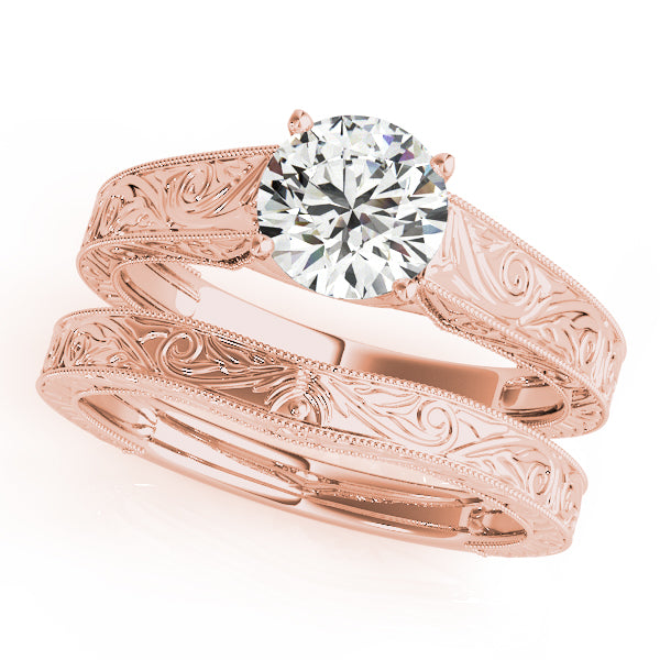 Couture Trellis Round Diamond Engagement Ring — 9K/18K Gold & Platinum