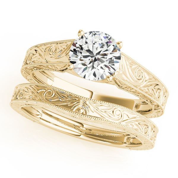 Couture Trellis Round Diamond Engagement Ring — 9K/18K Gold & Platinum