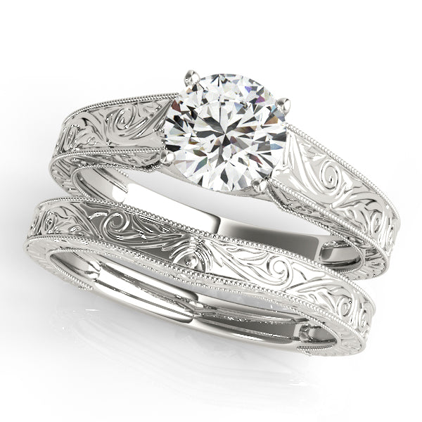 Couture Trellis Round Diamond Engagement Ring — 9K/18K Gold & Platinum