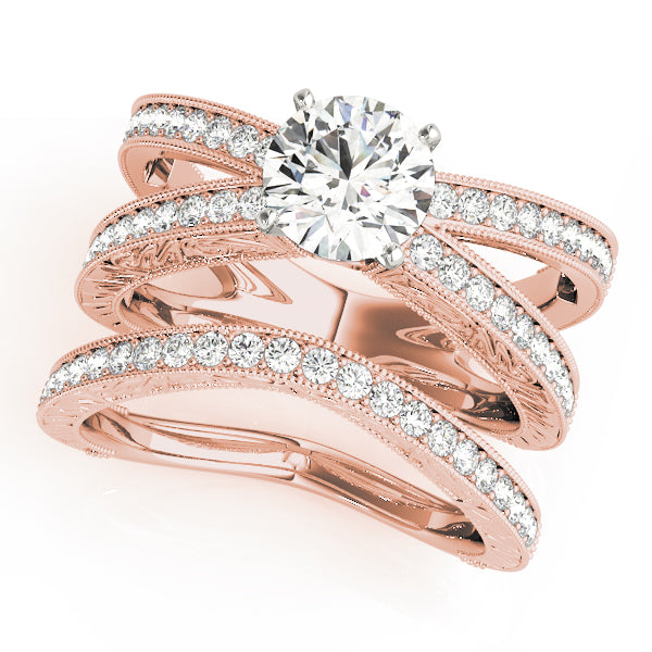 Statement Multi-Row Round Diamond Engagement Ring — 9K/18K Gold & Platinum