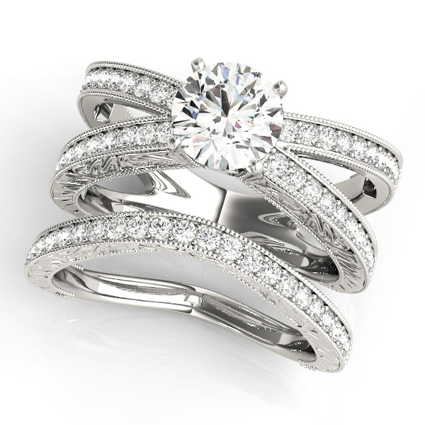 Statement Multi-Row Round Diamond Engagement Ring — 9K/18K Gold & Platinum
