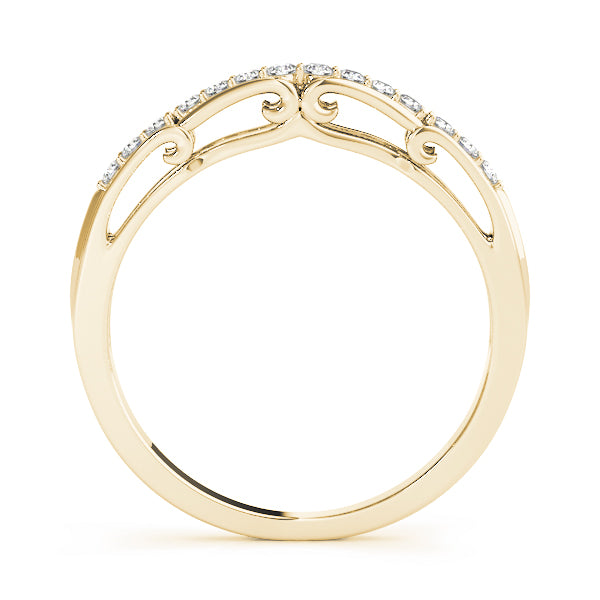Curved Bands Half Eternity Ring in Gold & Platinum